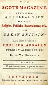 Cover of the Scots Magazine from 1739